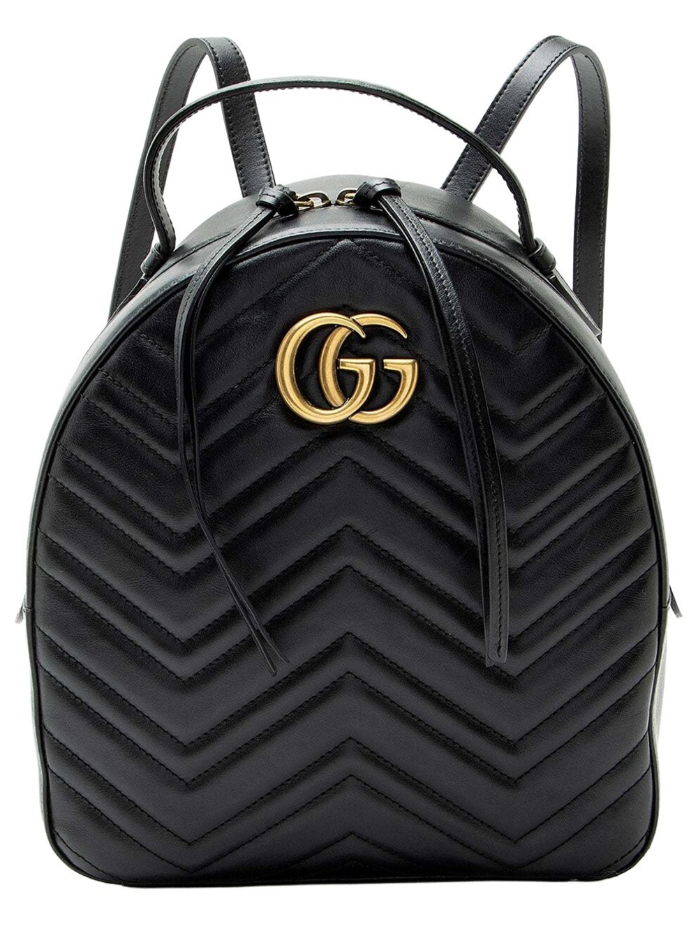 Gucci Black Quilted Leather Backpack with Gold GG